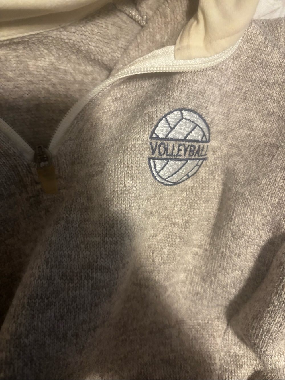 Charles River Apparel Men's Cream Quarter-Zip Sweater with Volleyball Embroidery